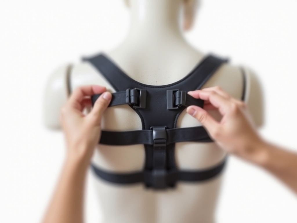 Regolazione delle cinghie del correttore posturale su manichino - vestibilità corretta