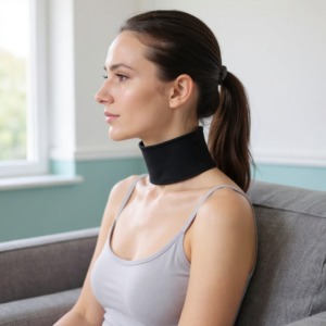 Riscaldante collare cervicale indossato sul collo