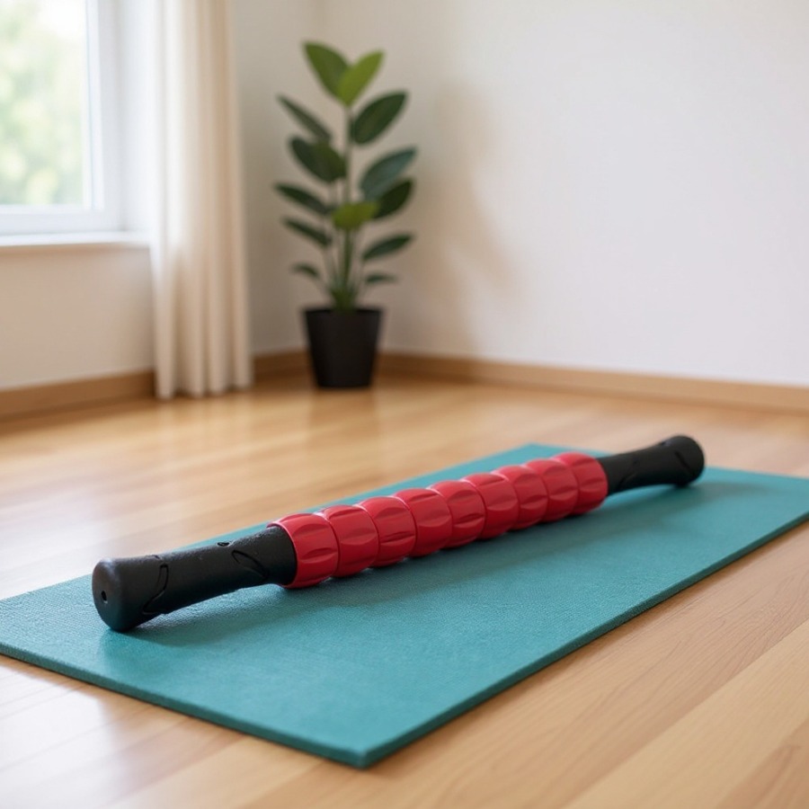 Rullo per massaggio lombare su tappetino yoga Rullo per massaggio lombare su tappetino yoga