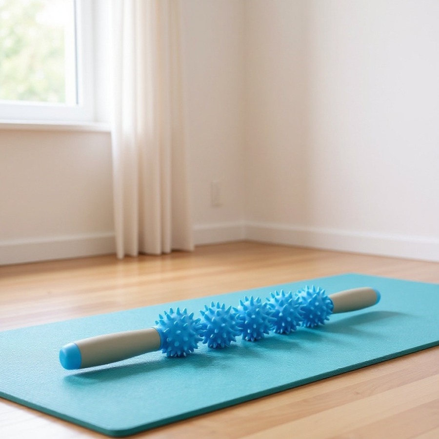 Rullo per massaggio alla schiena con acupressione su tappetino per yoga Rullo per massaggio alla schiena con acupressione su tappetino per yoga