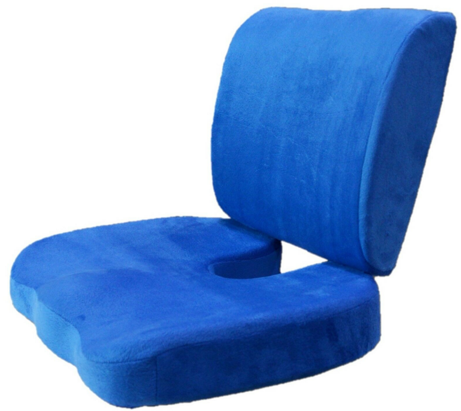 Set blu di cuscini ortopedici per seduta Set blu di cuscini ortopedici per seduta