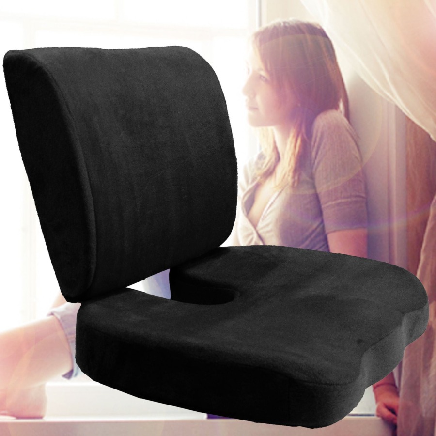 Set ortopedico: cuscino da seduta e supporto lombare in memory foam Set ortopedico: cuscino da seduta e supporto lombare in memory foam
