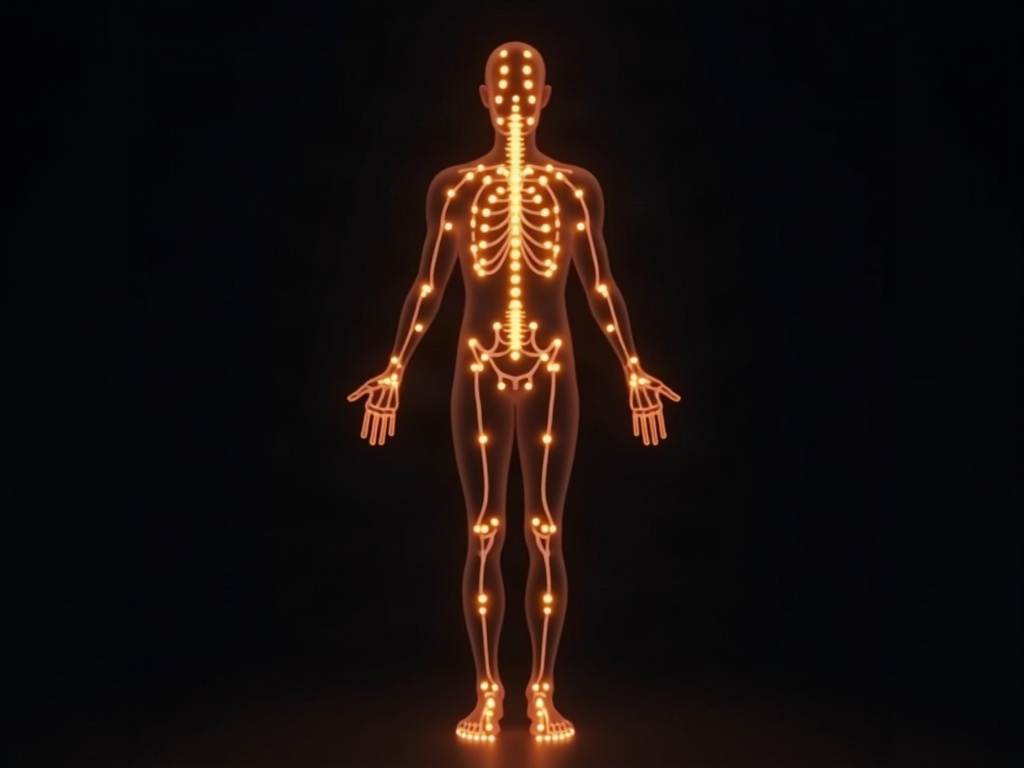 Schema dei meridiani e dei punti di agopressione sul corpo umano
