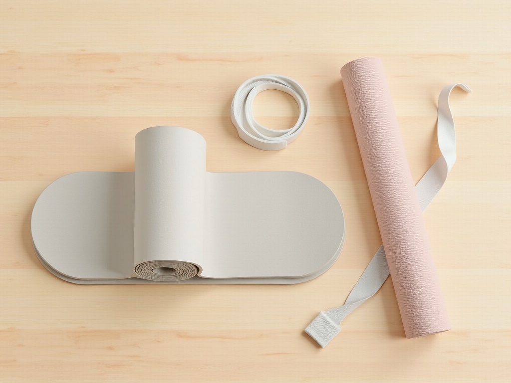 Accessori ergonomici per il lavoro d'ufficio: rullo per massaggio, cuscino lombare e tappetino per esercizi