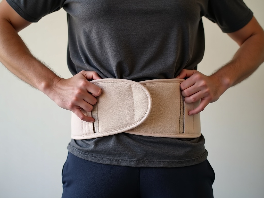Cintura lombare chiusa con velcro - dettaglio del sistema di chiusura laterale