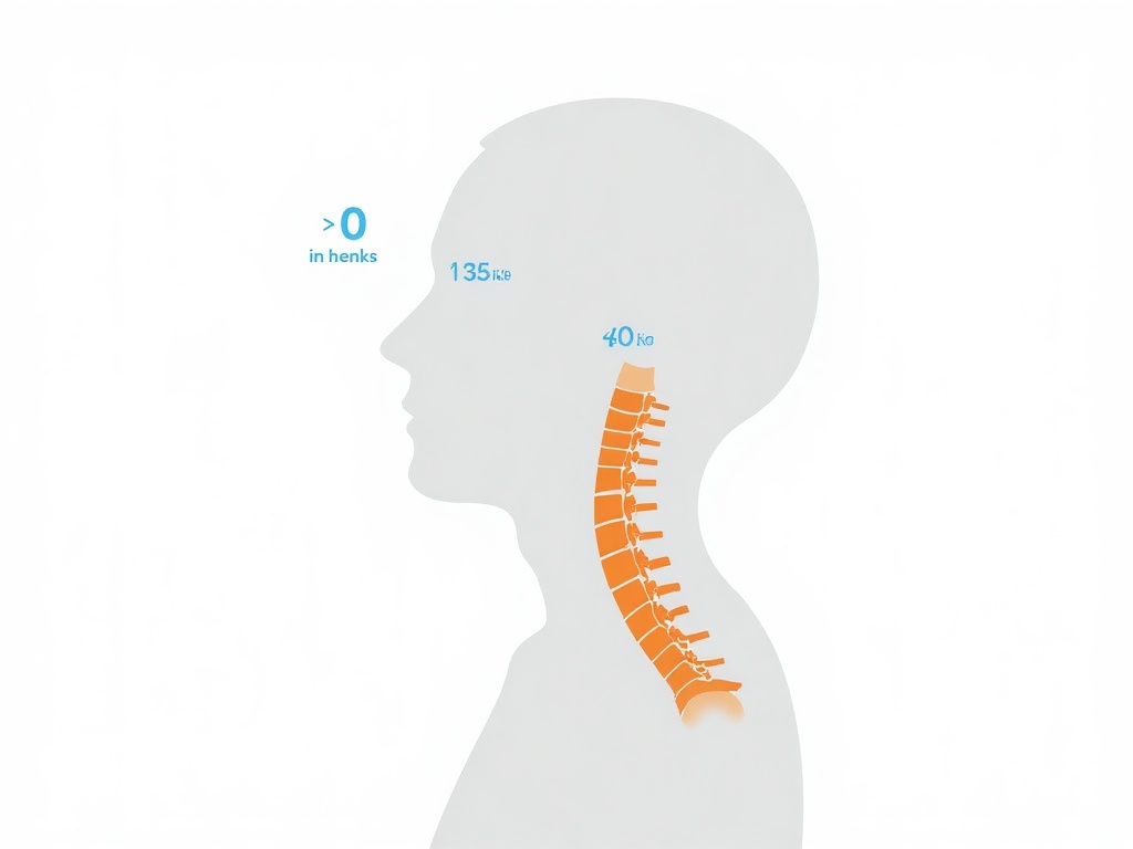 Illustrazione che mostra il carico sulla colonna cervicale a diverse angolazioni di inclinazione della testa sullo smartphone