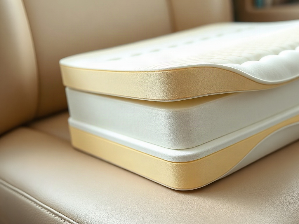 Dettaglio anatomico di un cuscino per seduta in memory foam con supporto lombare integrato