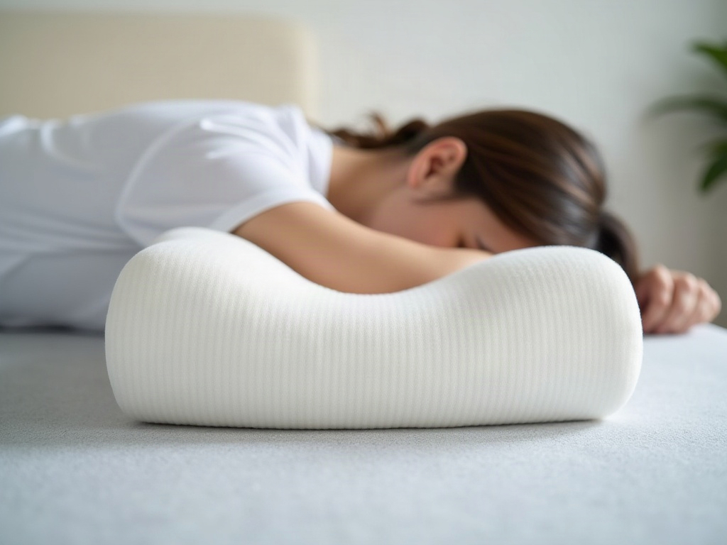 Cuscino sottile in memory foam posizionato sotto il bacino di una persona che dorme a pancia in giù
